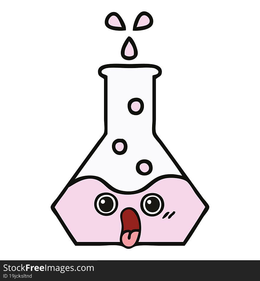 cute cartoon of a science beaker. cute cartoon of a science beaker