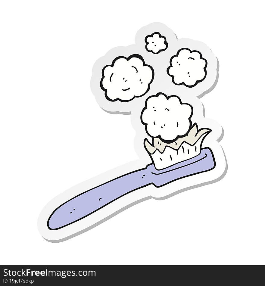 Sticker Of A Cartoon Toothbrush