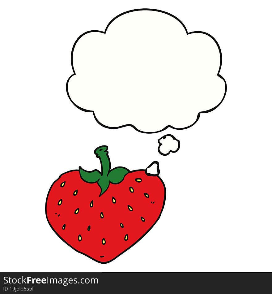 cartoon strawberry and thought bubble