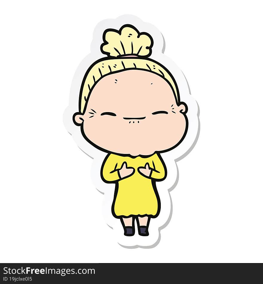 sticker of a cartoon peaceful old woman