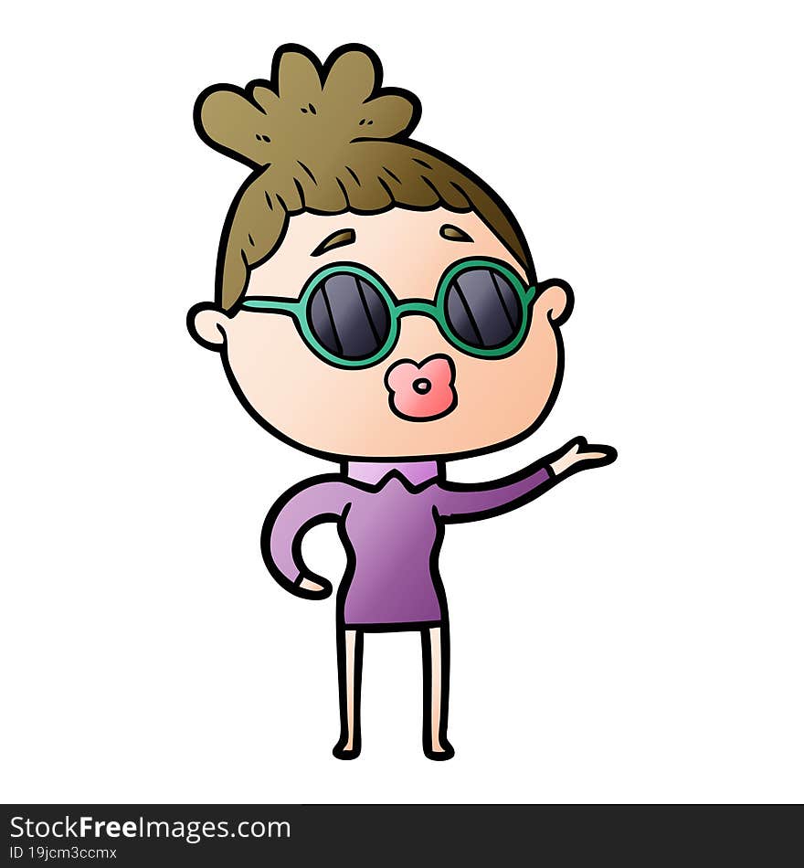 cartoon woman wearing sunglasses. cartoon woman wearing sunglasses