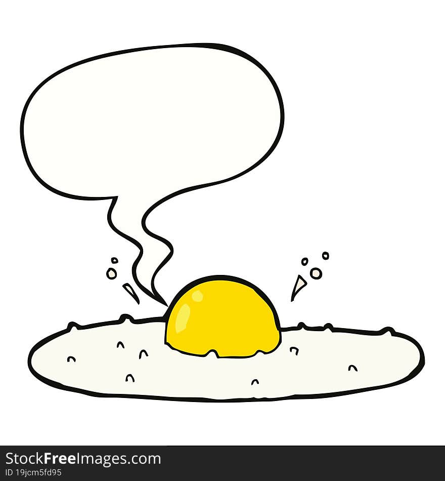 cartoon fried egg with speech bubble. cartoon fried egg with speech bubble