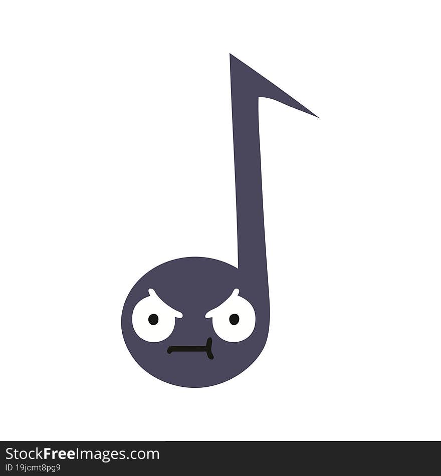 flat color retro cartoon musical note