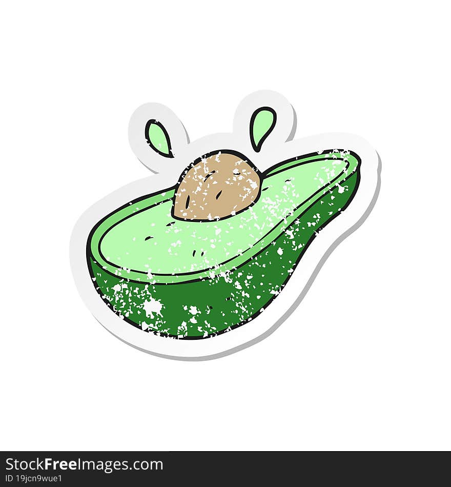 retro distressed sticker of a cartoon avocado