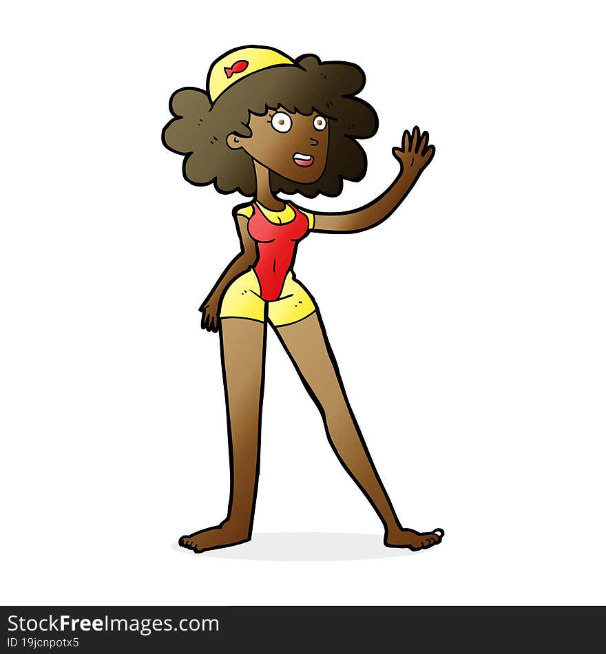 cartoon swimmer woman