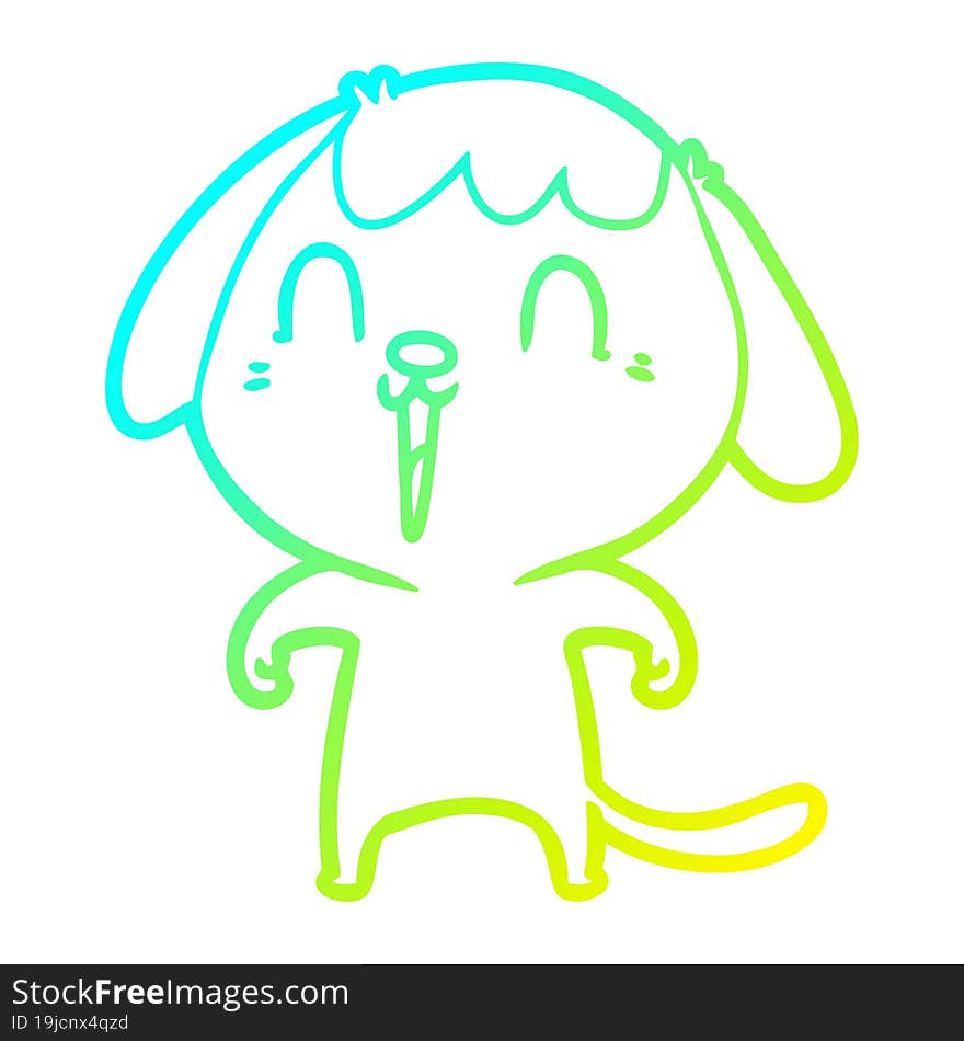 Cold Gradient Line Drawing Cute Cartoon Dog