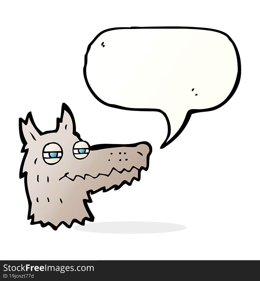 cartoon smug wolf face with speech bubble