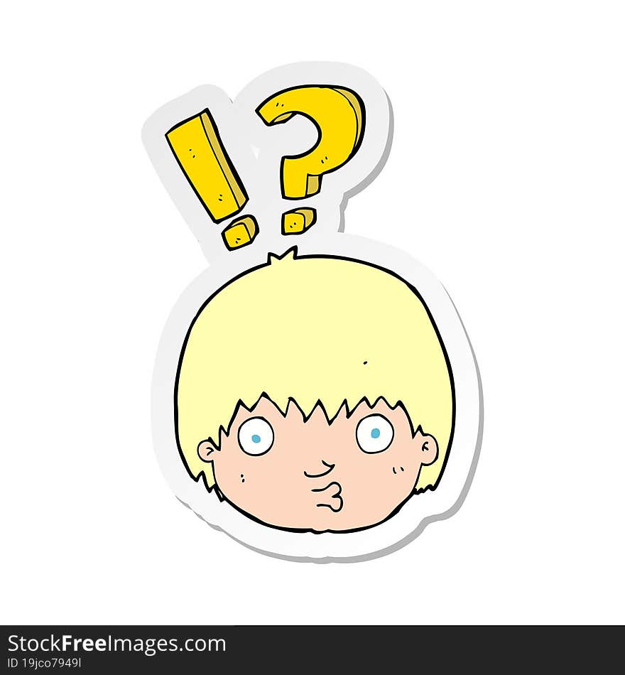 Sticker Of A Cartoon Curious Face