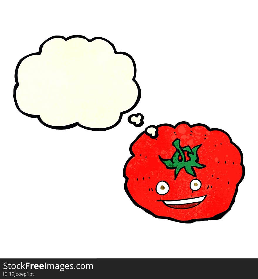 cartoon tomato with thought bubble