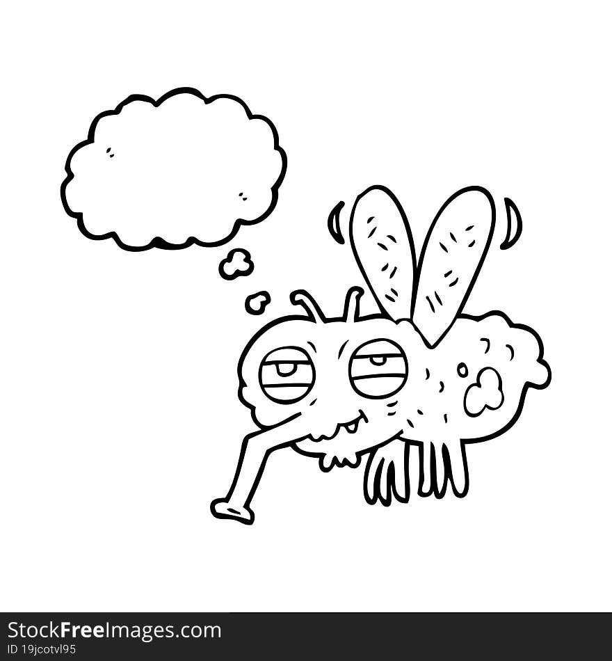 freehand drawn thought bubble cartoon fly