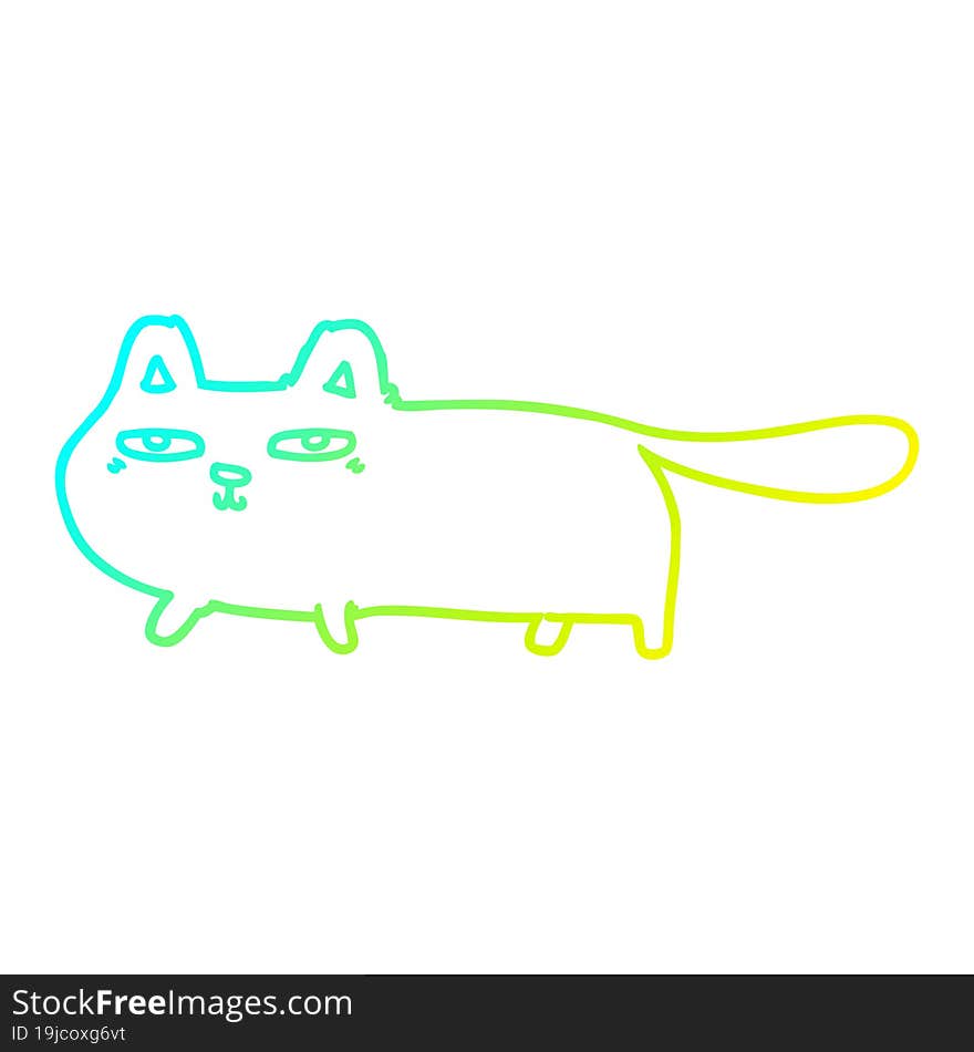 cold gradient line drawing of a cartoon sly cat