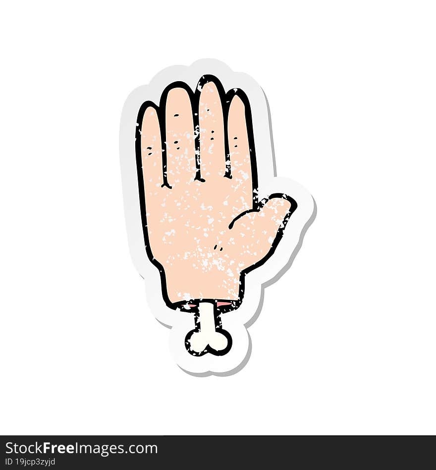 retro distressed sticker of a cartoon hand