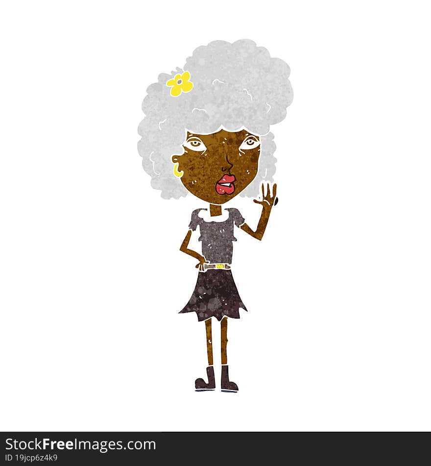 cartoon woman waving