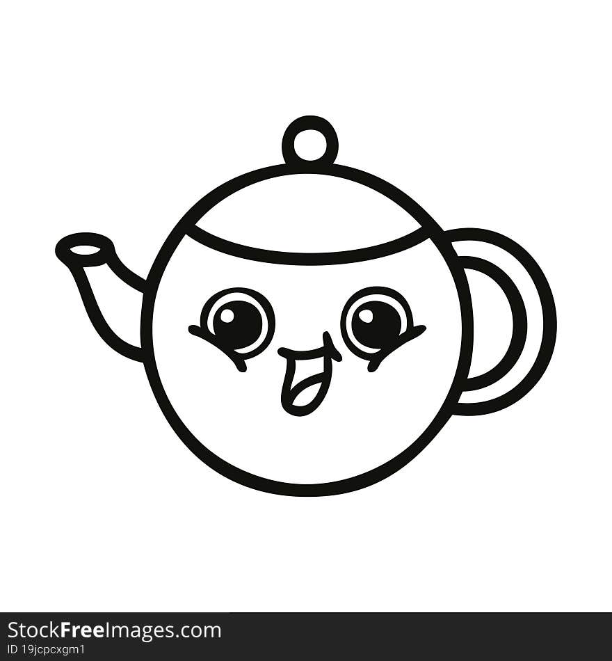 line drawing cartoon tea pot