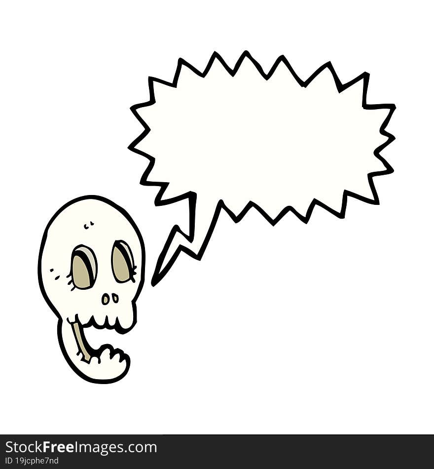 Funny Cartoon Skull With Speech Bubble