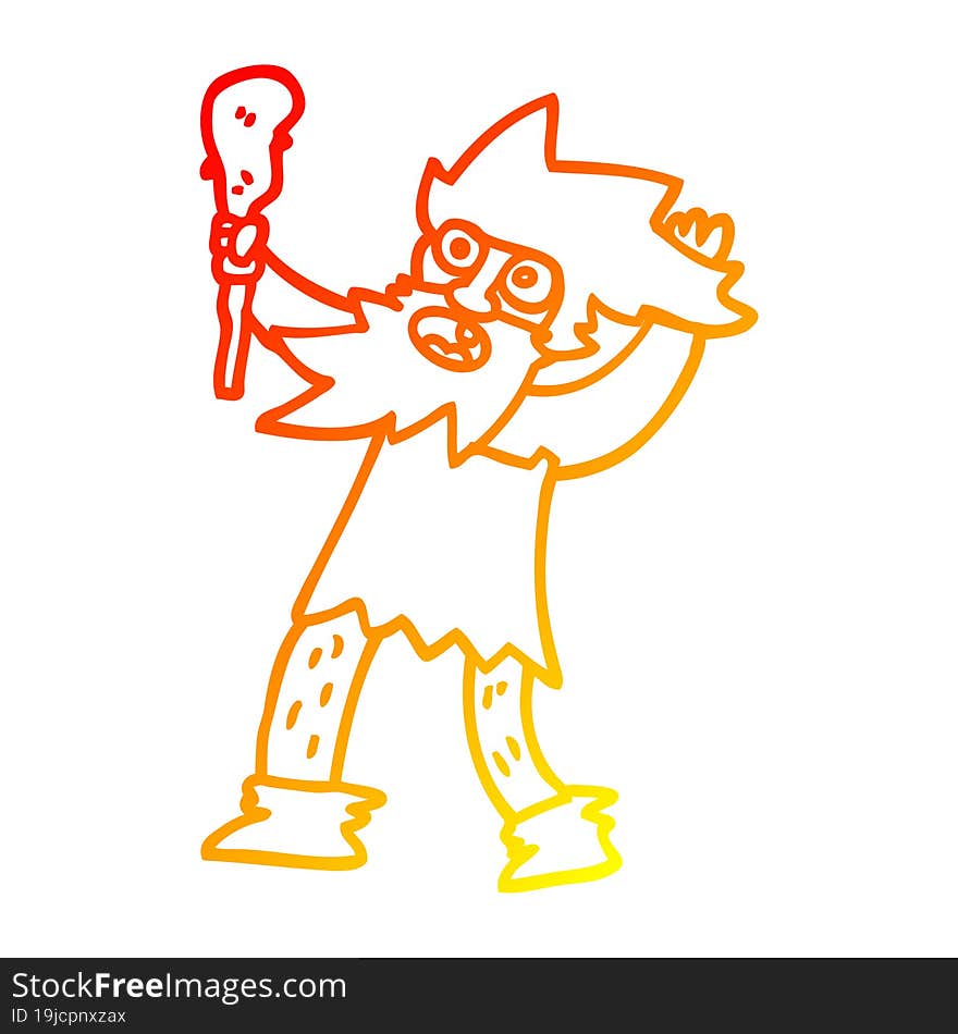 Warm Gradient Line Drawing Cartoon Cave Man