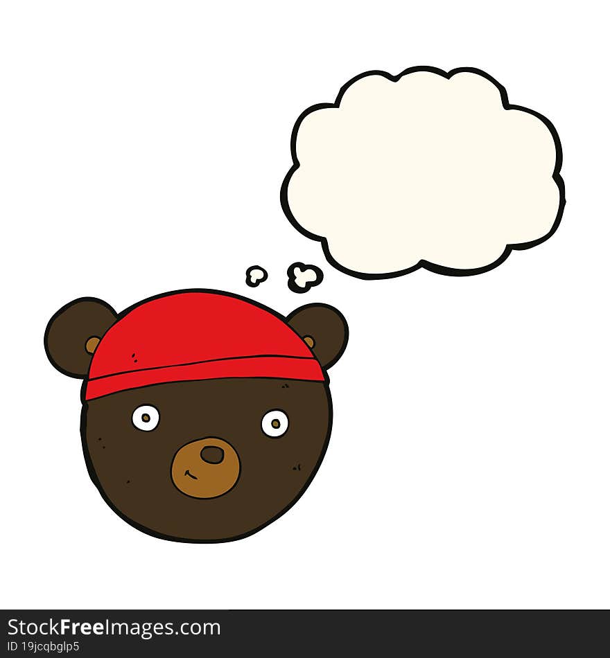 cartoon black bear face with thought bubble