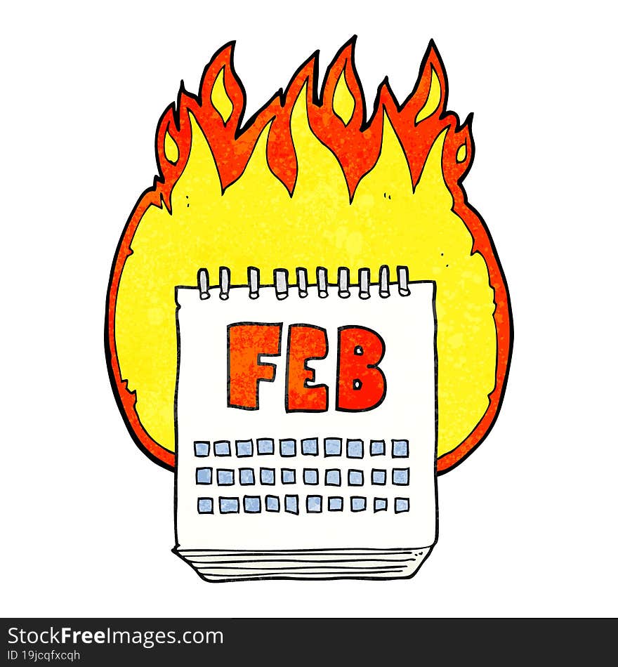 textured cartoon calendar showing month of february