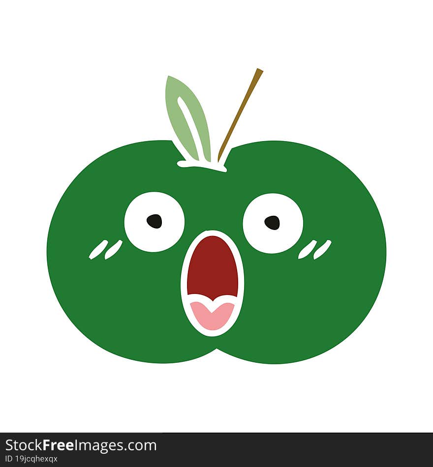 flat color retro cartoon juicy apple