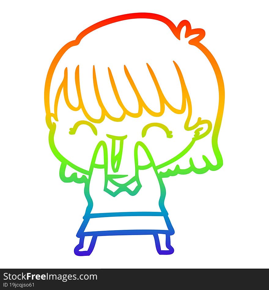 rainbow gradient line drawing of a cartoon woman