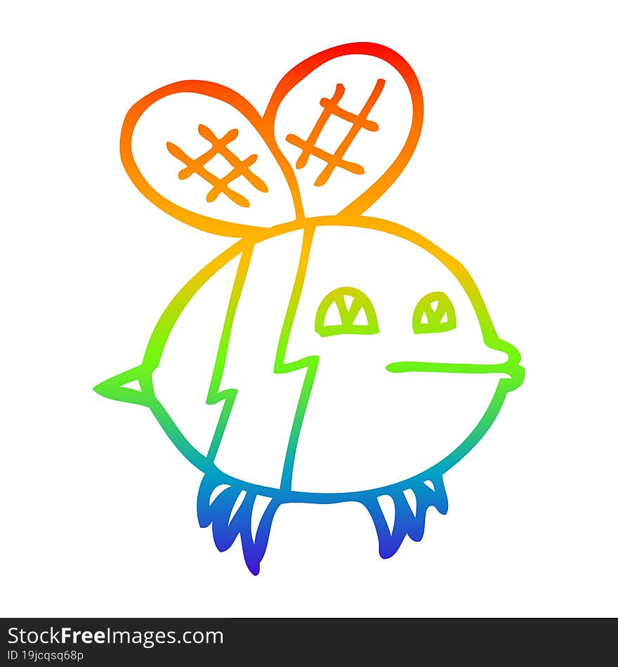 rainbow gradient line drawing cartoon bee