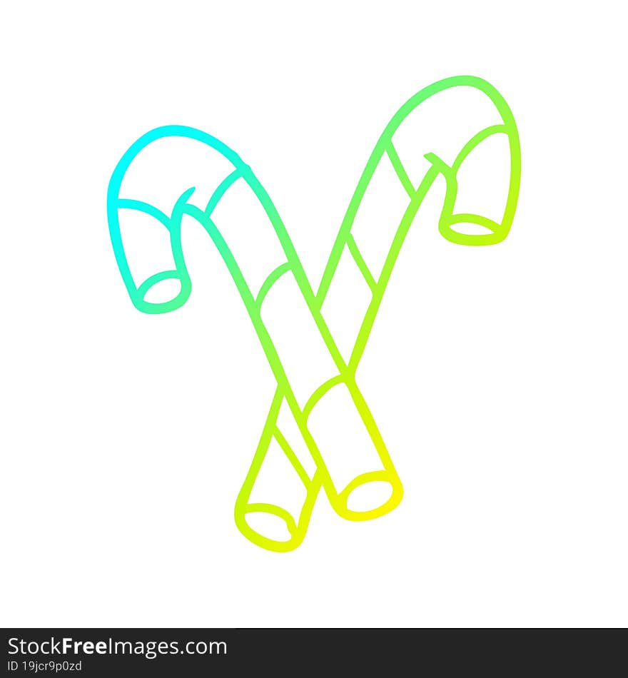 Cold Gradient Line Drawing Candy Canes