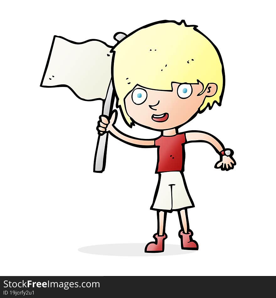 cartoon boy with flag