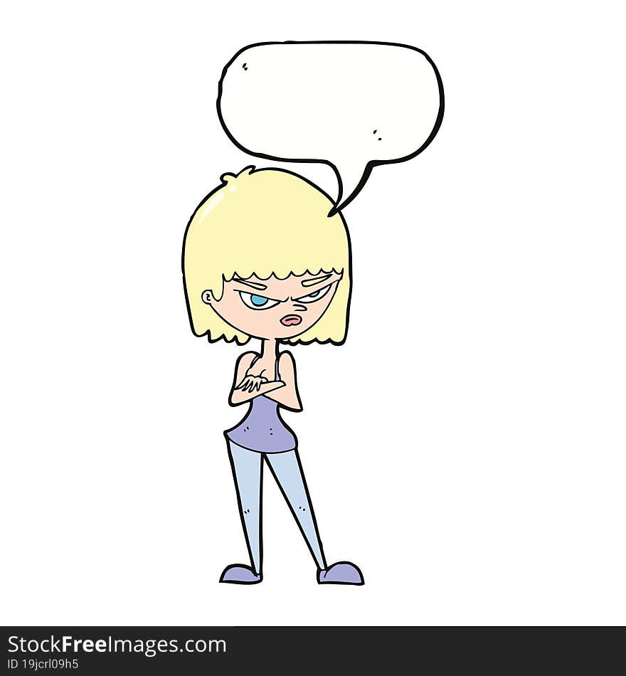 Cartoon Angry Woman With Speech Bubble