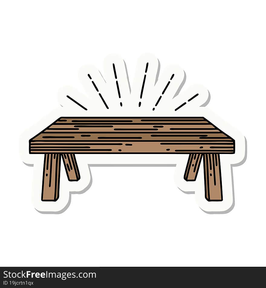 sticker of tattoo style wood table