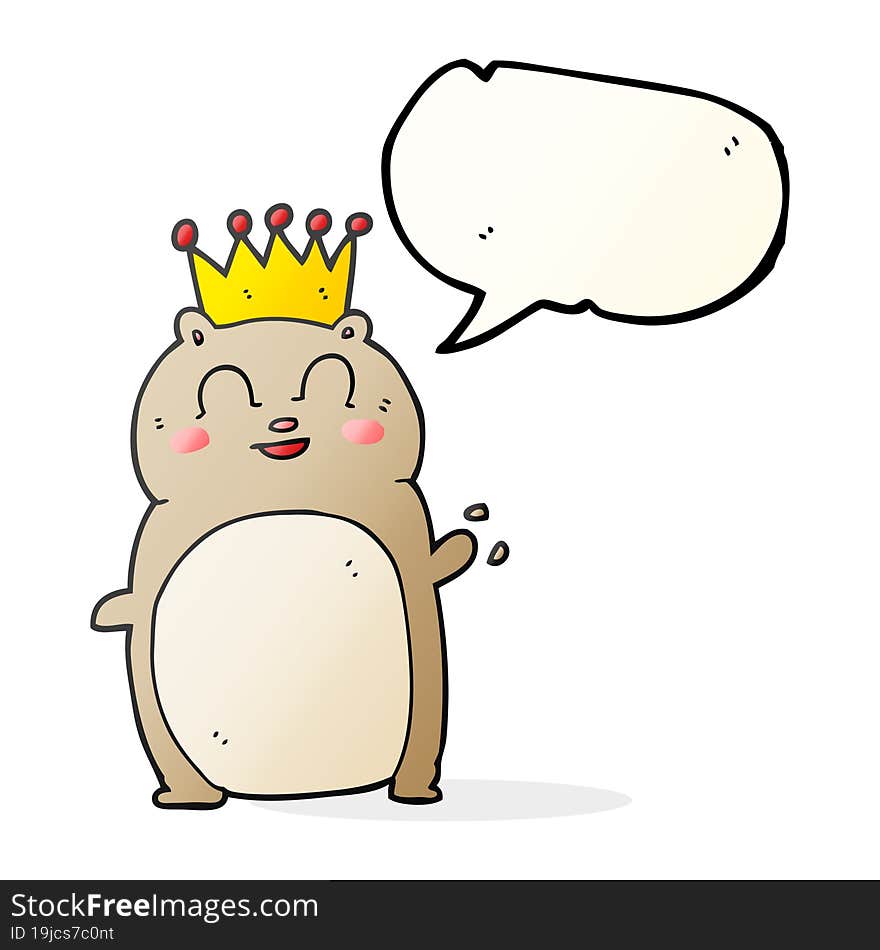 Speech Bubble Cartoon Waving Hamster