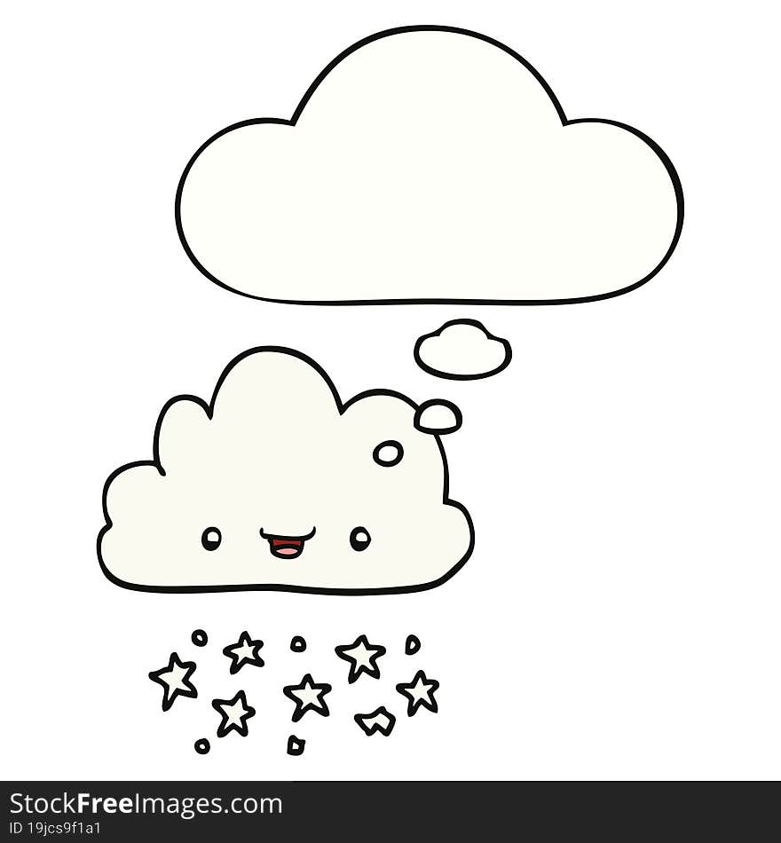 cartoon storm cloud and thought bubble