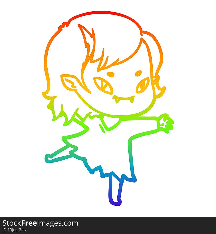 rainbow gradient line drawing cartoon friendly vampire girl