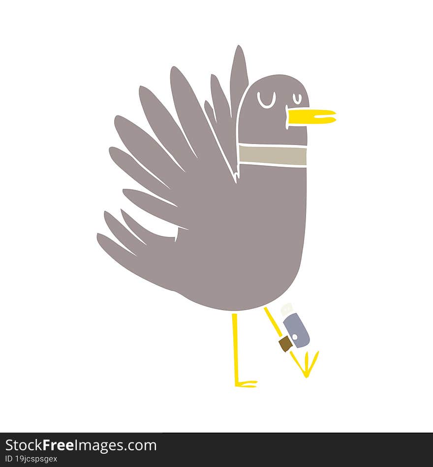 flat color style cartoon bird