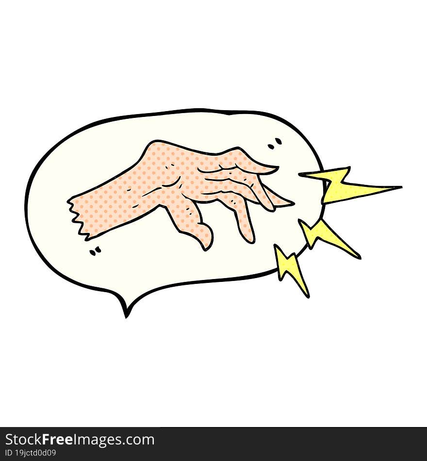 comic book speech bubble cartoon hand casting spell