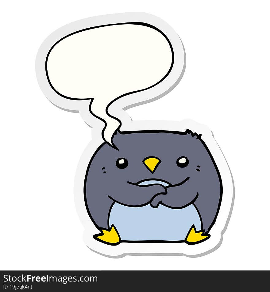 cartoon penguin and speech bubble sticker