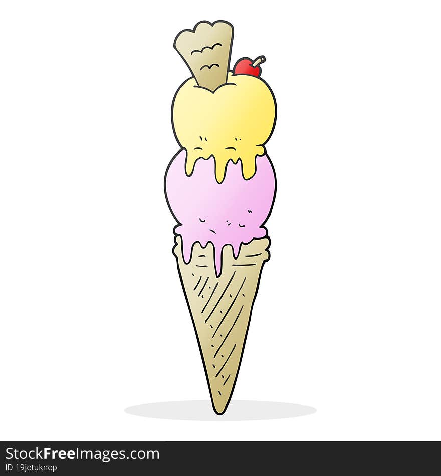 freehand drawn cartoon ice cream cone