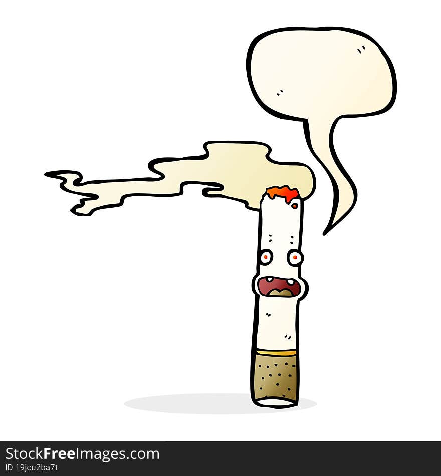 cartoon cigarette with speech bubble