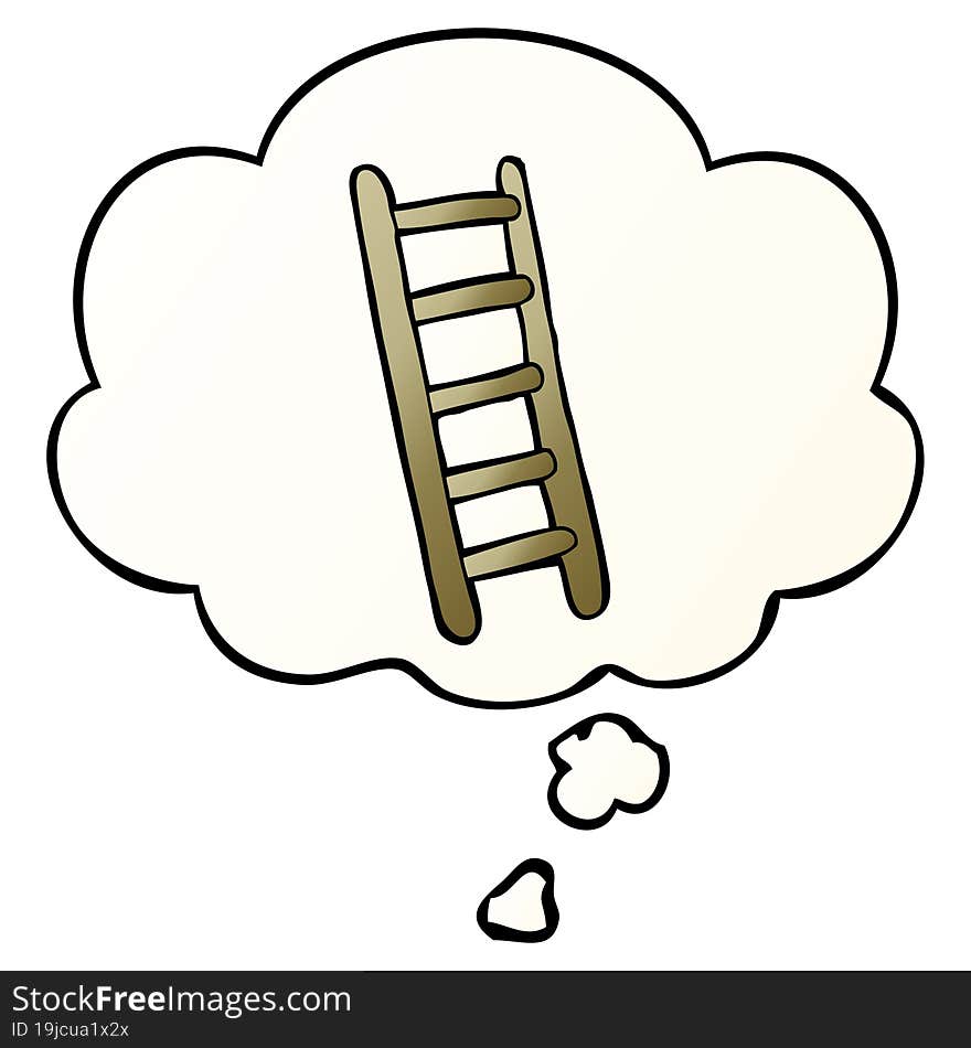 cartoon ladder and thought bubble in smooth gradient style