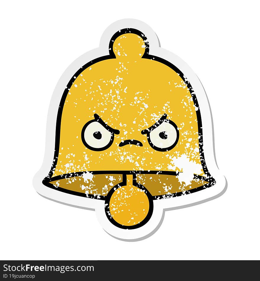 Distressed Sticker Of A Cute Cartoon Bell