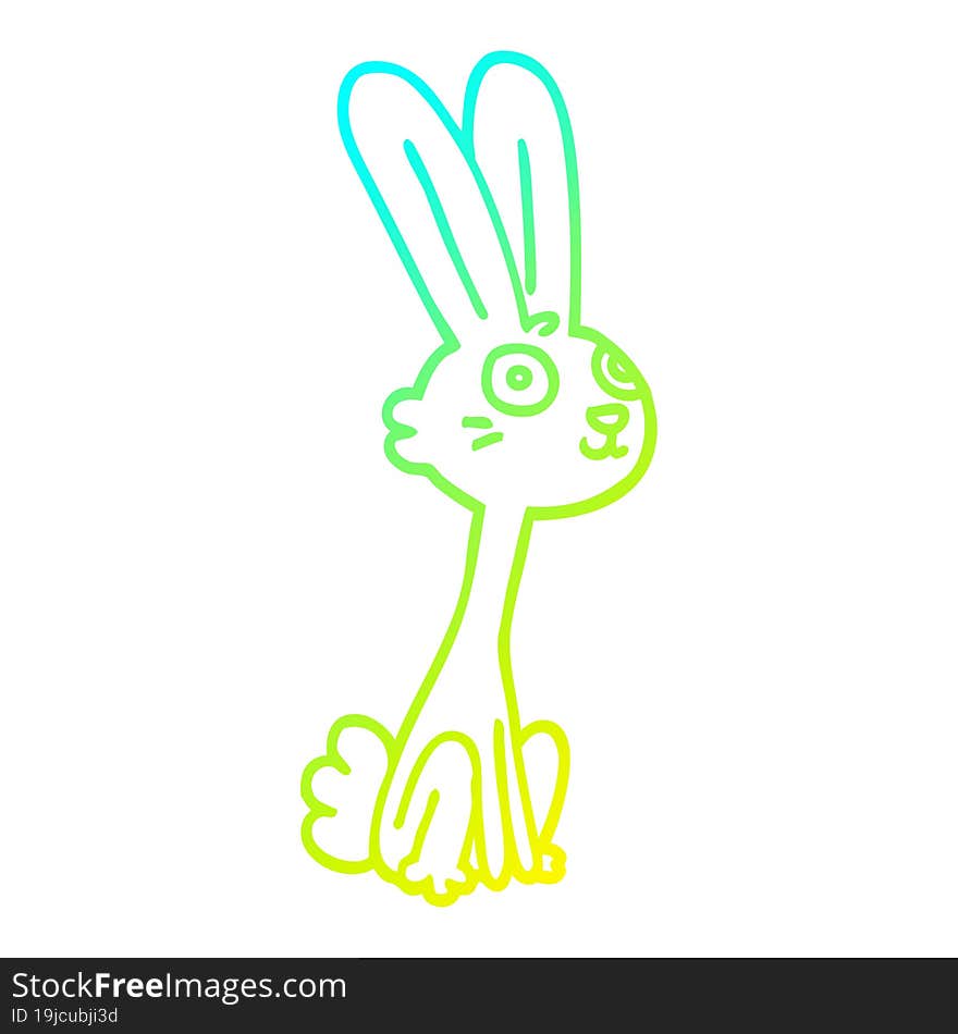 cold gradient line drawing of a cartoon rabbit