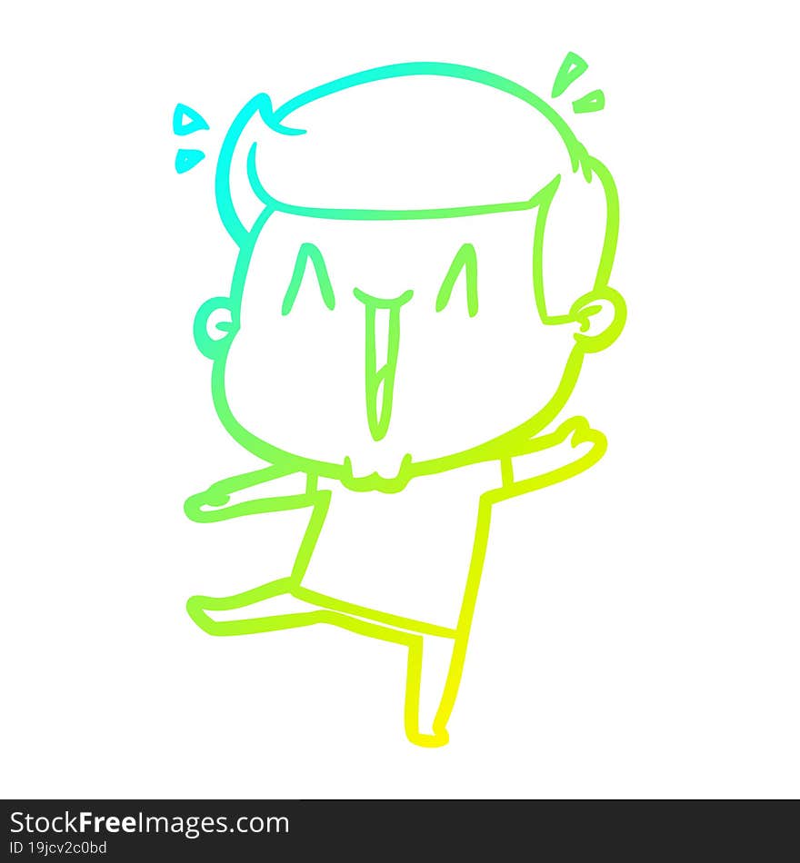 Cold Gradient Line Drawing Cartoon Excited Man