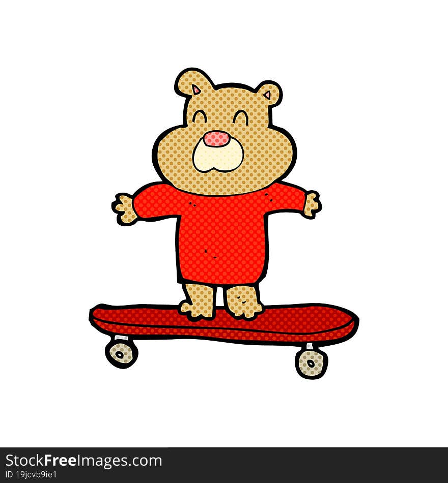 Cartoon Bear On Skateboard