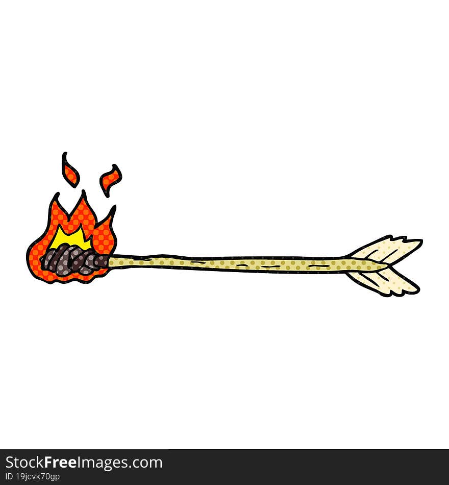 freehand drawn cartoon flaming arrow