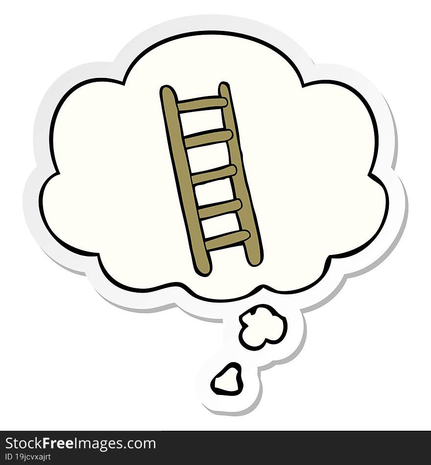 cartoon ladder and thought bubble as a printed sticker