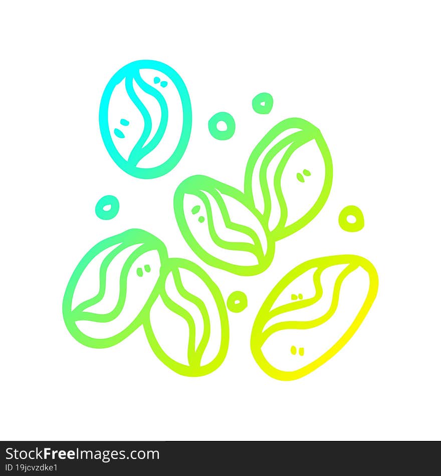 cold gradient line drawing cartoon coffee beans