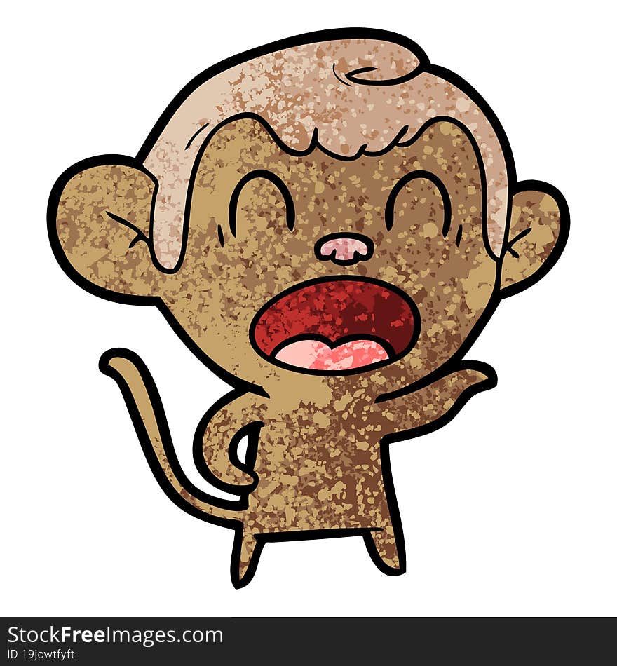 shouting cartoon monkey pointing. shouting cartoon monkey pointing