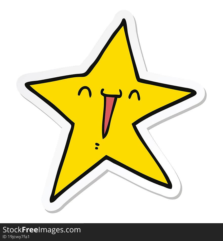 Sticker Of A Happy Cartoon Star