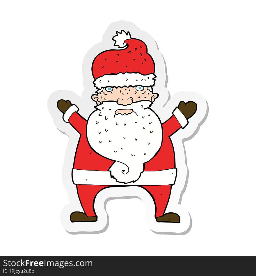 sticker of a cartoon ugly santa claus