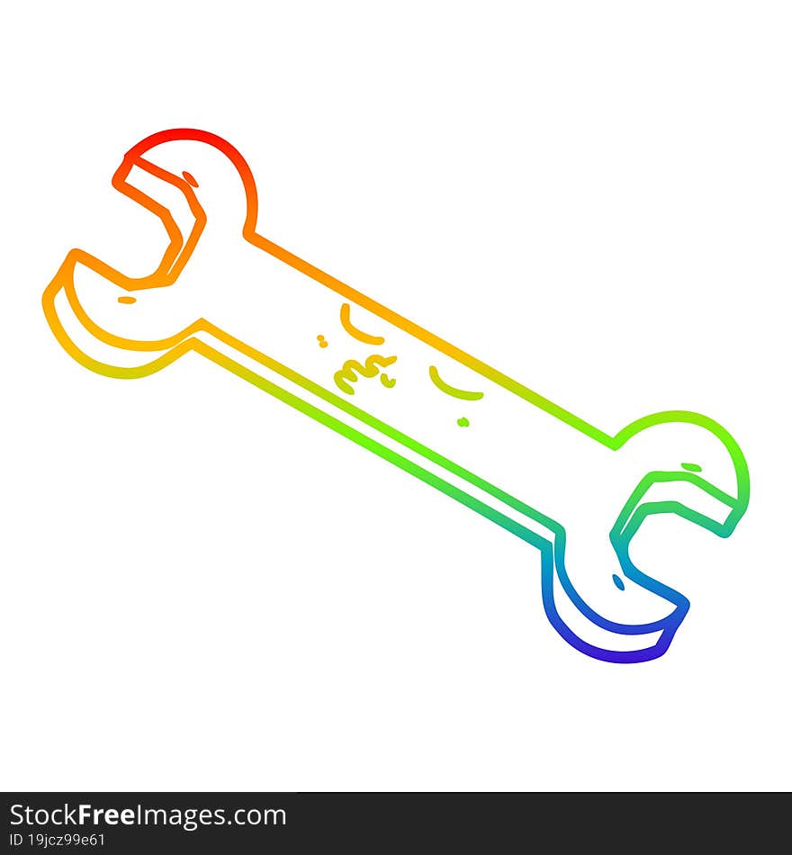 rainbow gradient line drawing cartoon spanner