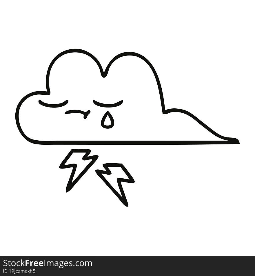 line drawing cartoon storm cloud